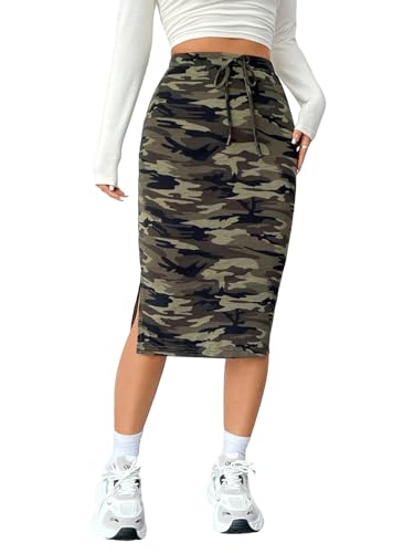Amazon.com: WDIRARA Women's Camo Print High Waist Skinny Midi